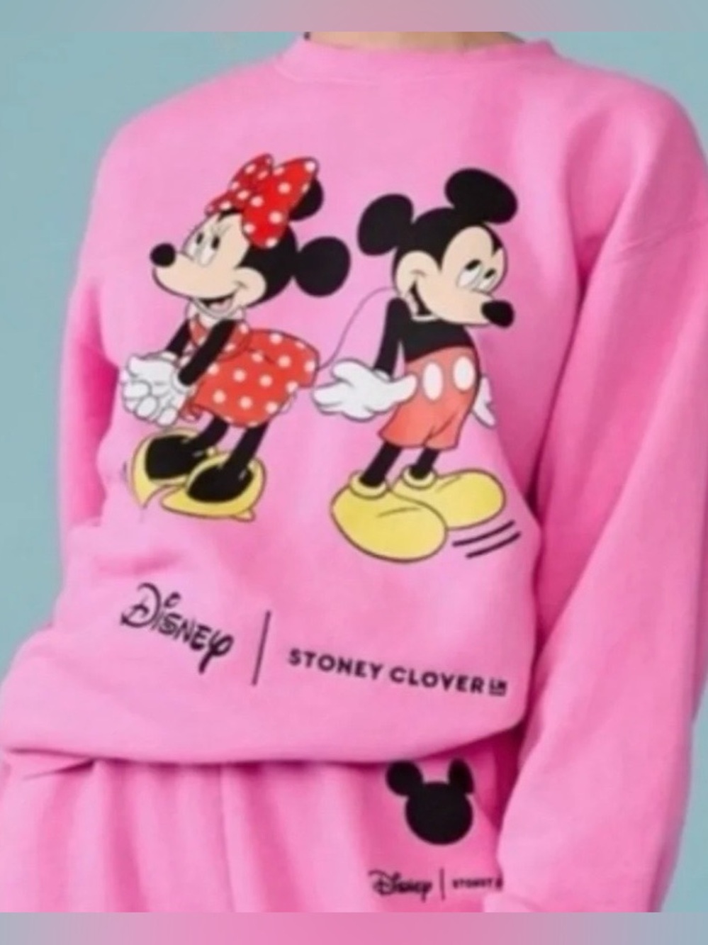 Disney Stoney Clover Pink Mickey & Minnie Crewneck Sweatshirt S/M